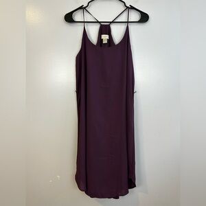 NWT LOFT Purple Spaghetti Strap Shift Mini Dress W/ Belt Loops Size Small